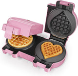 2 in 1 Heart Shape Waffle Maker - 4.6'' Double Mini Waffle Iron