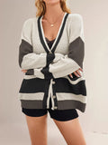 Color Block V-Neck Cardigan