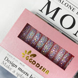 GGddsha Long Novel Design And Reusable HandmadePMMA Acrylic Press On Nails Full Coverage Candy 3D CrystaFake Nails With Box Gifts For Women,Pastel Galaxy