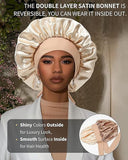Satin Bonnet Silk Bonnet for Sleeping Silk Sleep Cap Double Layer Hair Bonnet with Elastic Tie Band for Curly Hair Night Cap