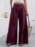 Women's High-Waist Wide-Leg Trousers with Pockets – Full Length
