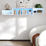 65.35" Wall Mounted Floating TV Stand with LED Lighting and Charging Station - White