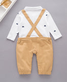 stylesilove Newborn Infant Toddler Sailor Boat Print Faux Suspender Formal Wear Baby Boy Romper