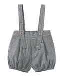 stylesilove Baby Boys Short Sleeve Collared Bodysuit and Suspender Shorts, Bowtie 3pcs Gentleman Set Cotton Overalls Outfit