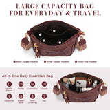 Crossbody Bags for Women, Vegan Leather Crossbody Purse, Multiple Pocket Daily Travel Shoulder Bag with Boho Strap