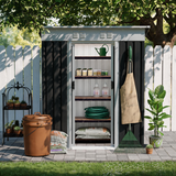 5x3 FT Metal Garden Shed with Sliding Door Pent Roof