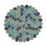 Fennco Style Beaded Peacock Placemat 14" Round, 1-Piece - Blue Glam Feather Inspired Table Mat for Home Décor, Family Gatherings, Birthdays and Special Events