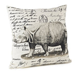 Fennco Styles Safari Collection Country Rhinoceros 100% Pure Cotton 18 x 18 Inch Throw Pillow with Case & Insert – Natural Decorative Pillow for Couch, Bedroom and Living Room Décor