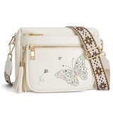 KITEVIUN Crossbody Bags for Women Trendy Leather Crossbody Purse Shoulder Handbags Butterfly Design