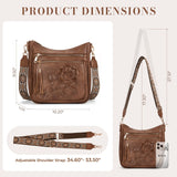 Crossbody Bags for Women, Vegan Leather Crossbody Purse, Multiple Pocket Daily Travel Shoulder Bag with Boho Strap