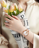 OLEVS Watches for Women Automatic Mechanical Self Winding Rose Gold Ladies Watch Diamond Dress Ceramic Bracelet Waterproof Female Wrist Watch