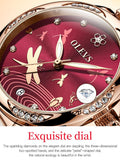 OLEVS Watches for Women Automatic Mechanical Self Winding Rose Gold Ladies Watch Diamond Dress Ceramic Bracelet Waterproof Female Wrist Watch