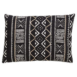 Fennco Styles Tribal Mud Cloth 100% Cotton Decorative Throw Pillow Cover 14 x 20 Inch - Black Geometric Pillow Case for Couch, Living Room and Bedroom Décor