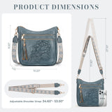 Crossbody Bags for Women, Vegan Leather Crossbody Purse, Multiple Pocket Daily Travel Shoulder Bag with Boho Strap