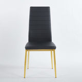 Elegant Legs Dining Chair Set of 4 with Metal Frame and Faux Leather Seat - Black or White