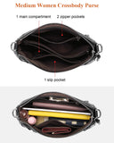 Over Earth Soft Genuine Leather Crossbody Bags for Women Medium Shoulder Purses Hobo Handbags with Multi Pockets