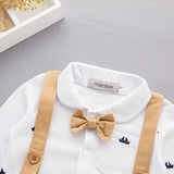 stylesilove Newborn Infant Toddler Sailor Boat Print Faux Suspender Formal Wear Baby Boy Romper