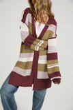 Women's Color-Block Striped Knit Cardigan Coat