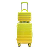 2-Piece Polycarbonate Spinner Wheel Luggage Set with Lock - Green & Yellow