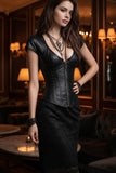 Women's Faux Leather Boned Corset Top