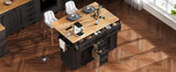 K&K 56.5'' Kitchen Island with Drop Leaf and Power Outlet