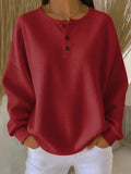 Women's Round Neck Solid Color Pullover Loose Top | Long & Short Sleeve