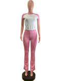 Contrast Short Sleeve Tee and Pants Set