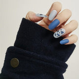 Fashionable Blue and Graffiti Pattern Fake Nails