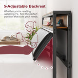 Full Size Metal Platform Bed Frame with Adjustable Upholstered Headboard