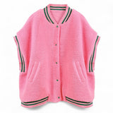 Oversized Sherpa Varsity Baseball Vest