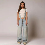 Y2K Denim Overalls - Zipper Suspender Jumpsuit Streetwear