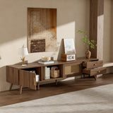 76" Modern Rattan Doors TV Stand with Storage - Neutral