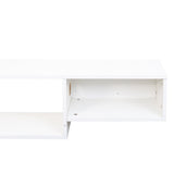65.35" Wall Mounted Floating TV Stand with LED Lighting and Charging Station - White