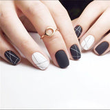 Fashionable Blue and Graffiti Pattern Fake Nails