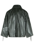 Max Mara 'Tenace' Grey Leather Jacket Women