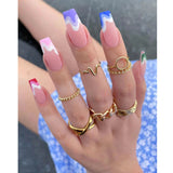 Fake Nails Multicolored Wave Pattern