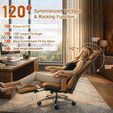 Genuine Leather Office Chair with Flexible Footrest