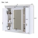 Wall Mounted Bathroom Cabinet With Mirror And 5 Shelves, Rectangular Design