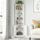 71" Tall Corner Storage Cabinet with 2 Doors and 6-Tier Shelves