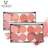 Miss Rose Eight Color Blush Palette Matte Long Lasting Sun Red Natural Skin Tone Nude Makeup Portable Blush Rouge Palette