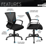 Techni Mobili Ergonomic Mesh Office Chair, Black