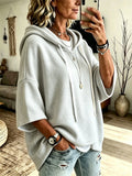 Women's Oversized Batwing Sleeve Hoodie – Loose Fleece Pullover