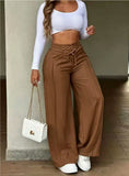 Women's High-Waist Drawstring Wide-Leg Pants