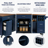 51.54" Rolling Kitchen Island Cart with Drop-Leaf