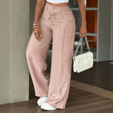 Women's High-Waist Drawstring Wide-Leg Pants