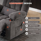 Massage Swivel Rocker Recliner Chair with Vibration Massage and Heat Ergonomic Lounge Chair for Living Room with Rocking Function and Side Pocket, 2 Cup Holders, USB Charge Port