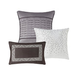 7 Piece Jacquard Comforter Set Grey/Taupe California King