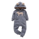 Modern High Quality Newborn Infant Baby Clothes Fleece Jumpsuit Boys Romper Hooded Jumpsuit Bear For Kids