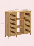 Bamboo 4 Tier Floor Cabinet with Doors, Freestanding Storage