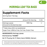 Moringa Leaf Tea Bags, 100% Natural & Pure from Moringa Leaves. Loose Leaf Moringa Herbal Tea. Moringa Leaf Tea. No Sugar, No Caffeine, No Gluten, Vegan